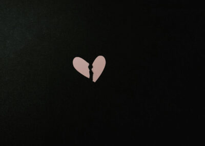 broken heart against dark background