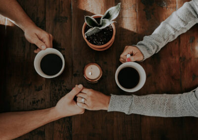 coffee date holding hands