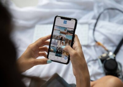 Girl on pone doing social media