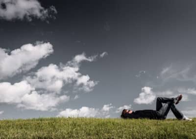 Man relaxing outside