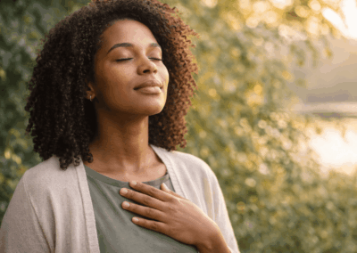 woman being calm in nature