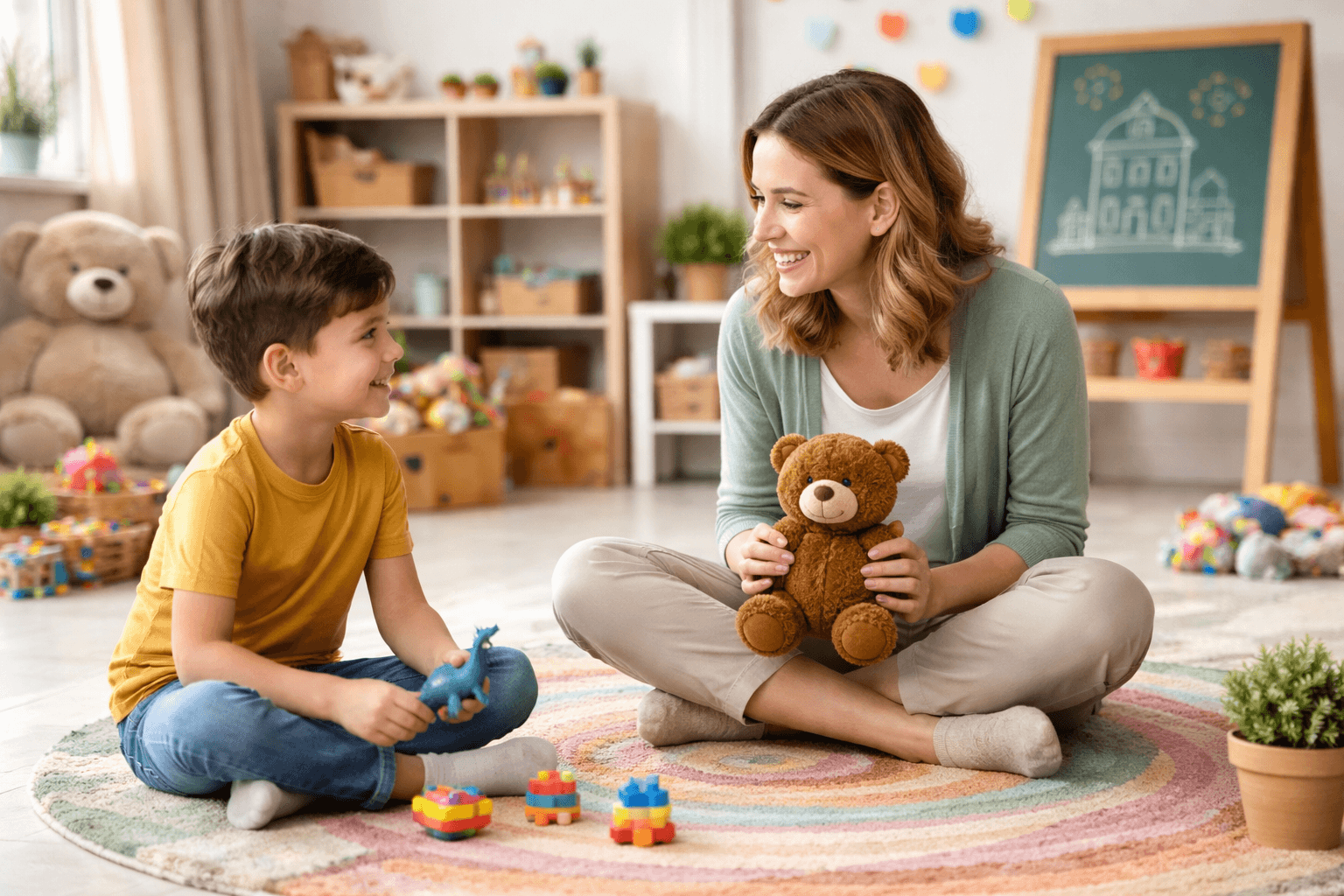 Therapist doing play therapy with a child