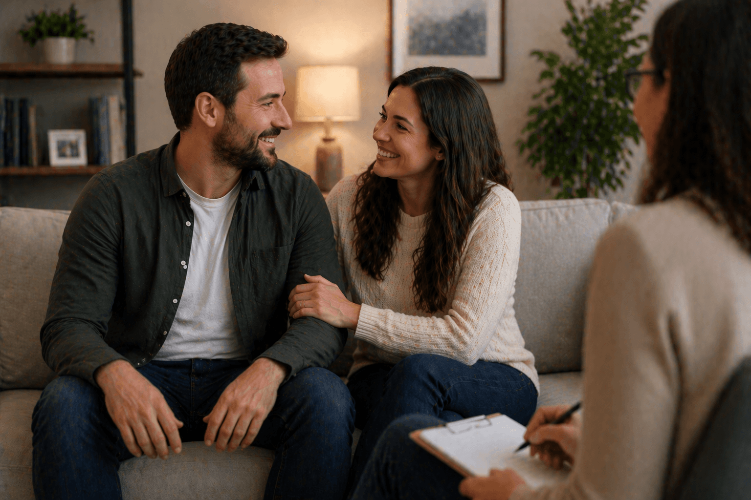 happy couple in therapy 