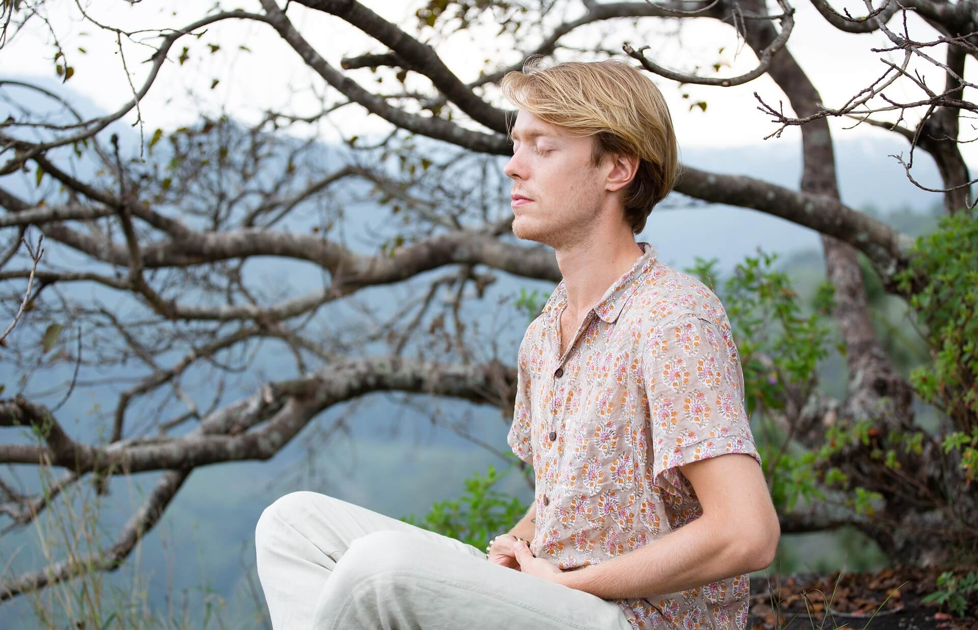 man being mindful in the moment